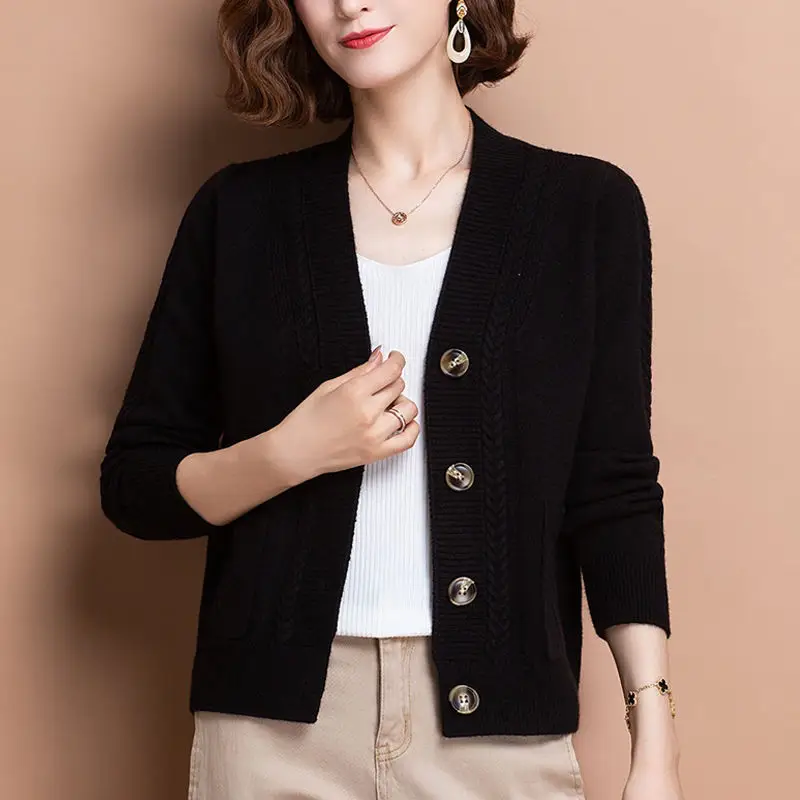 Black Knitted Cardigan for Women Small Size - Image 2