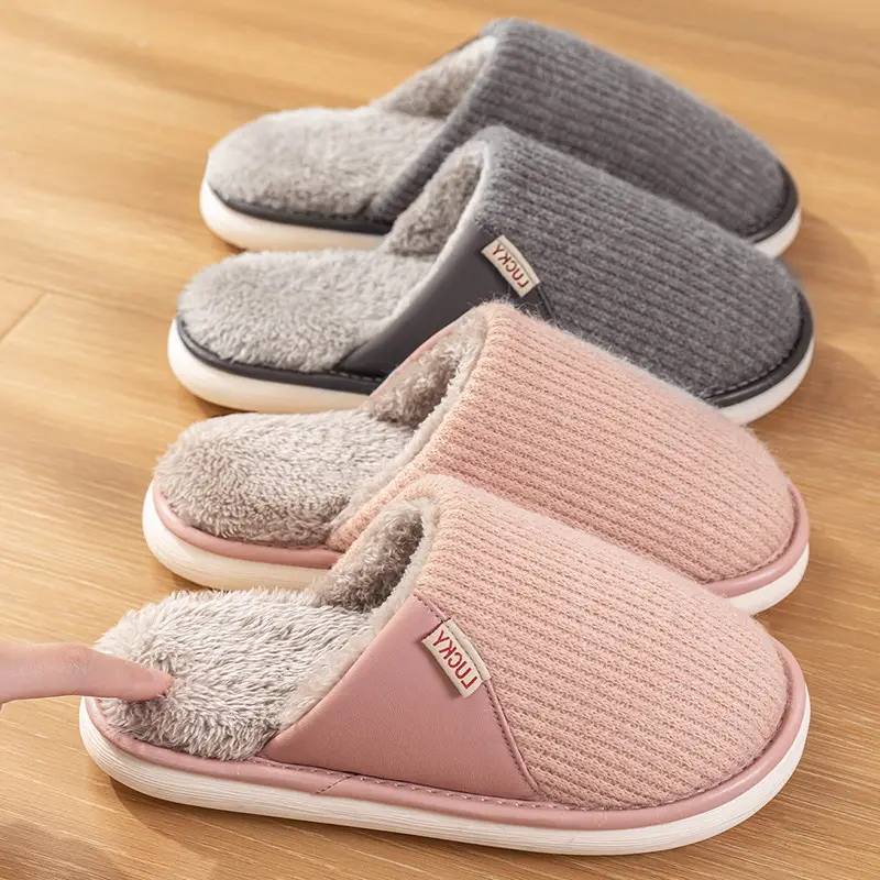 Jialiya Cotton Warm Slippers for Men Women Autumn Winter