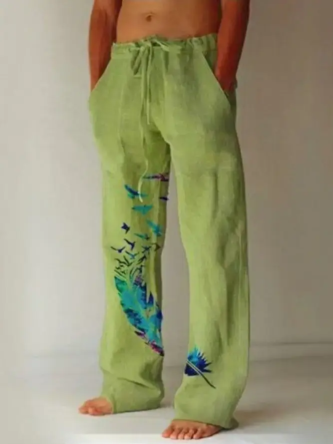 Men Dragon Printed Wide Leg Pants White Black - Image 33