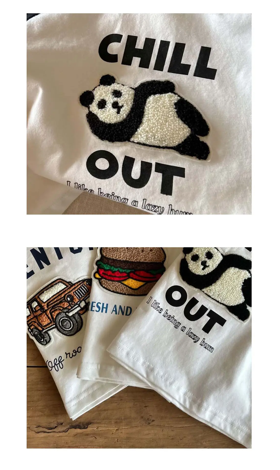 Kids Long Sleeve T-Shirt Big Burger Design White Brown — feature 18