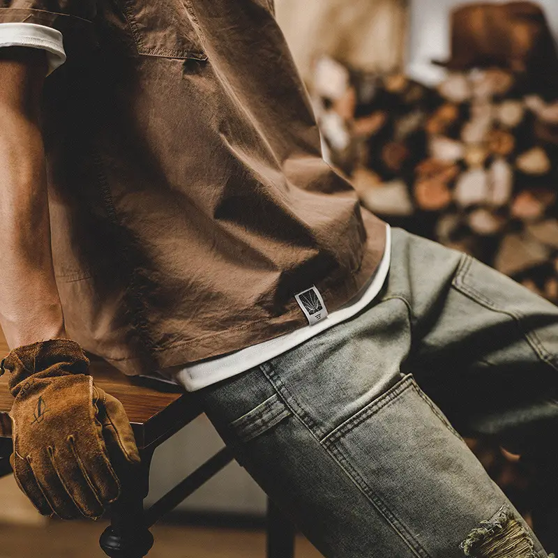 Men's Short Sleeve T-Shirt Brown 2025 Summer - Image 7