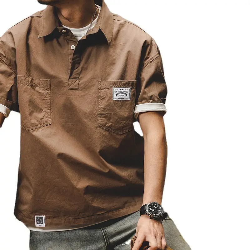 Men's Short Sleeve T-Shirt Brown 2025 Summer - Image 8