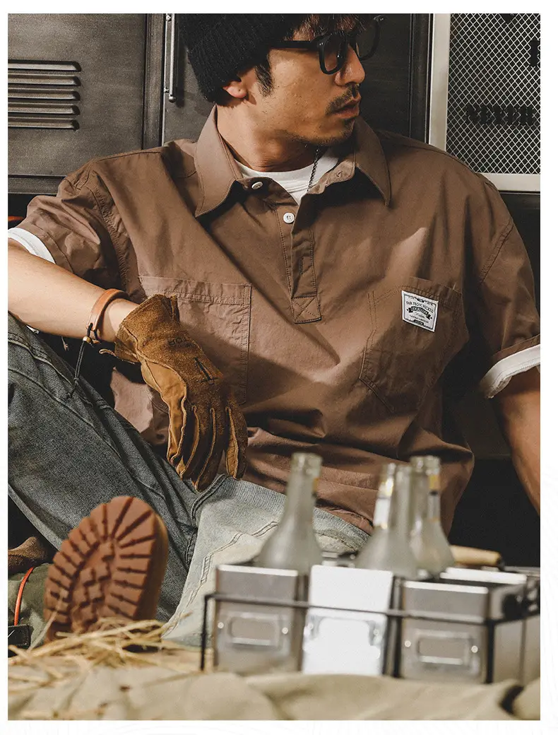 Men's Short Sleeve T-Shirt Brown 2025 Summer — feature 7