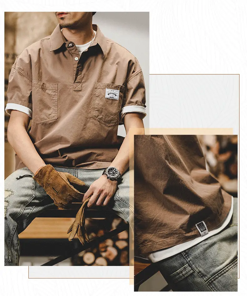 Men's Short Sleeve T-Shirt Brown 2025 Summer — feature 9