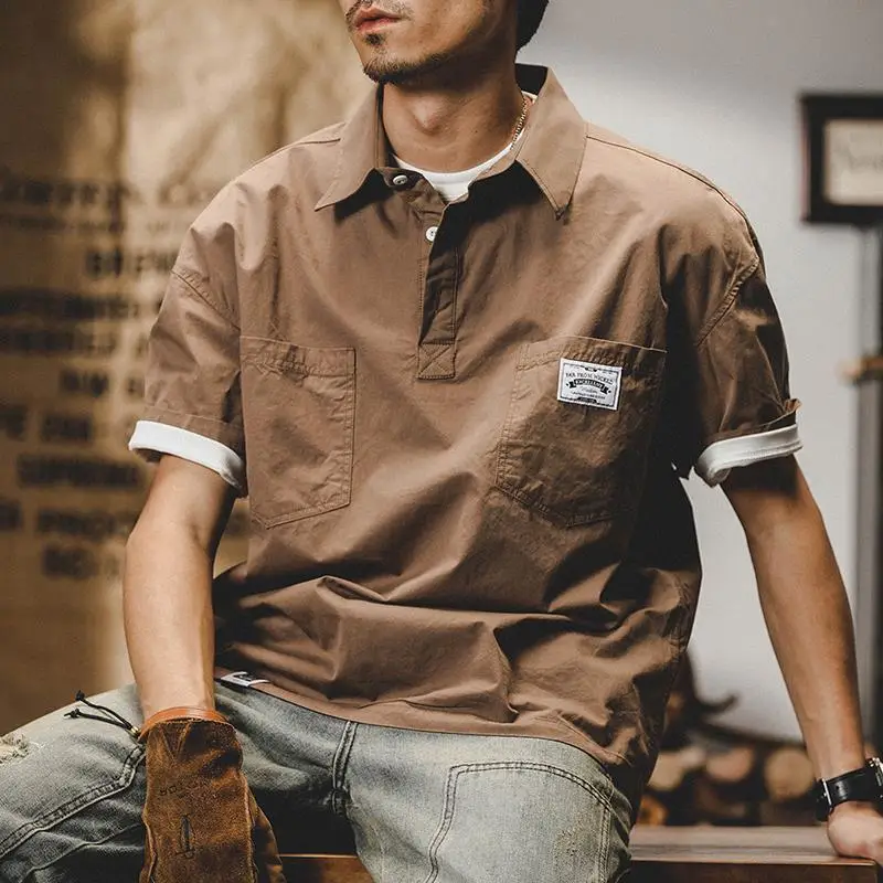 Men's Short Sleeve T-Shirt Brown 2025 Summer - Image 2