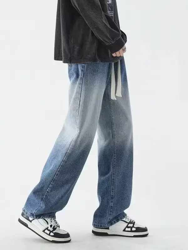 Men's Washed Jeans American Style Straight Summer Casual Long Pants - Image 26