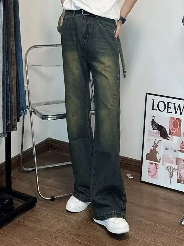 Men's Washed Jeans American Style Straight Summer Casual Long Pants - Image 27