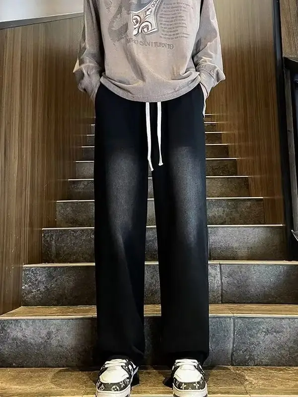Men's Washed Jeans American Style Straight Summer Casual Long Pants - Image 29