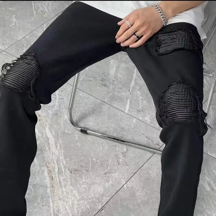 Men's Washed Jeans American Style Straight Summer Casual Long Pants β feature 28