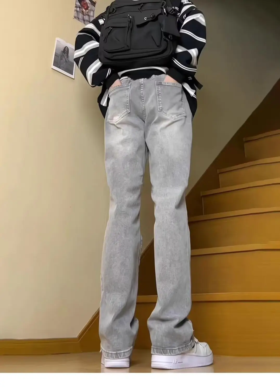 Men's Washed Jeans American Style Straight Summer Casual Long Pants β feature 32