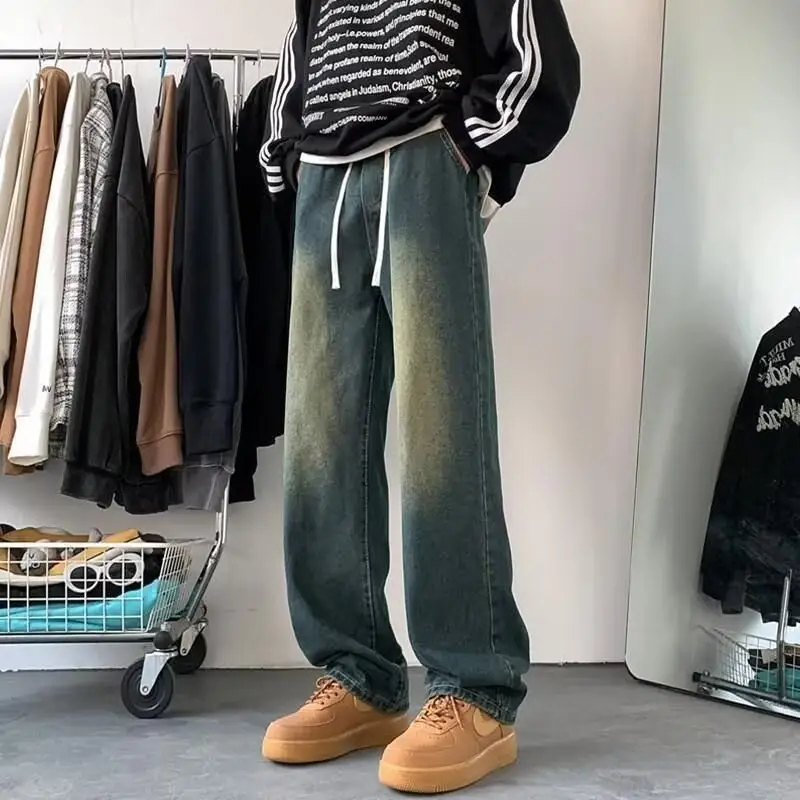 Men's Washed Jeans American Style Straight Summer Casual Long Pants - Image 14