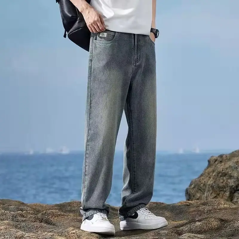 Men's Washed Jeans American Style Straight Summer Casual Long Pants - Image 15