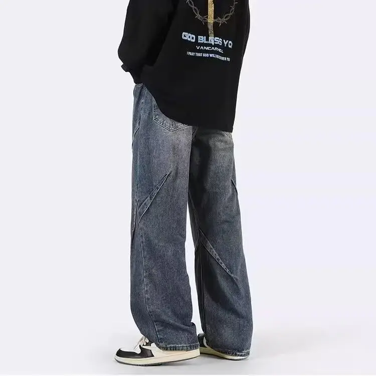 Men's Washed Jeans American Style Straight Summer Casual Long Pants - Image 2