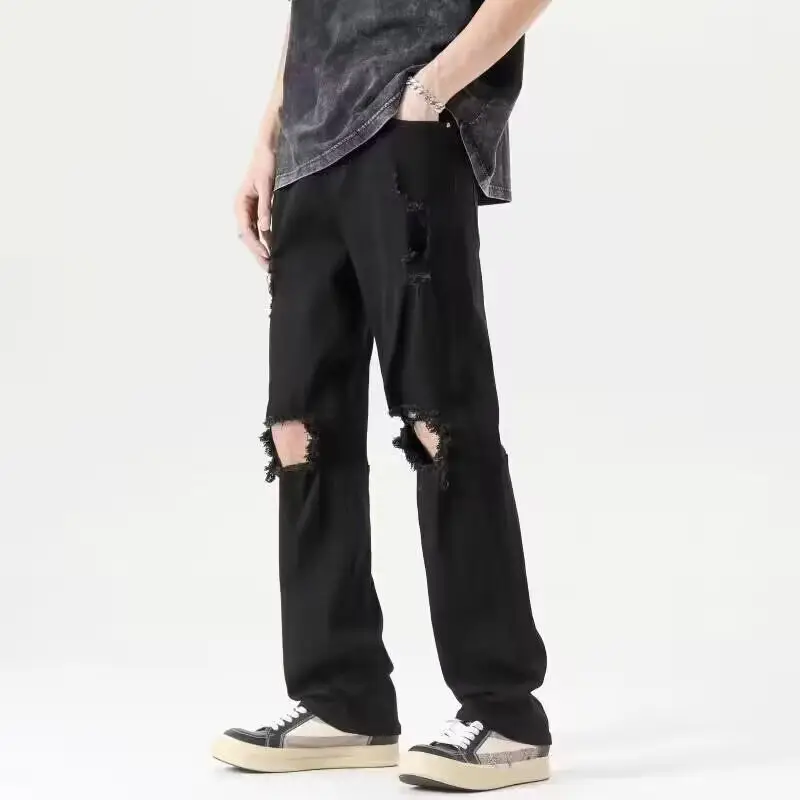 Men's Washed Jeans American Style Straight Summer Casual Long Pants - Image 23