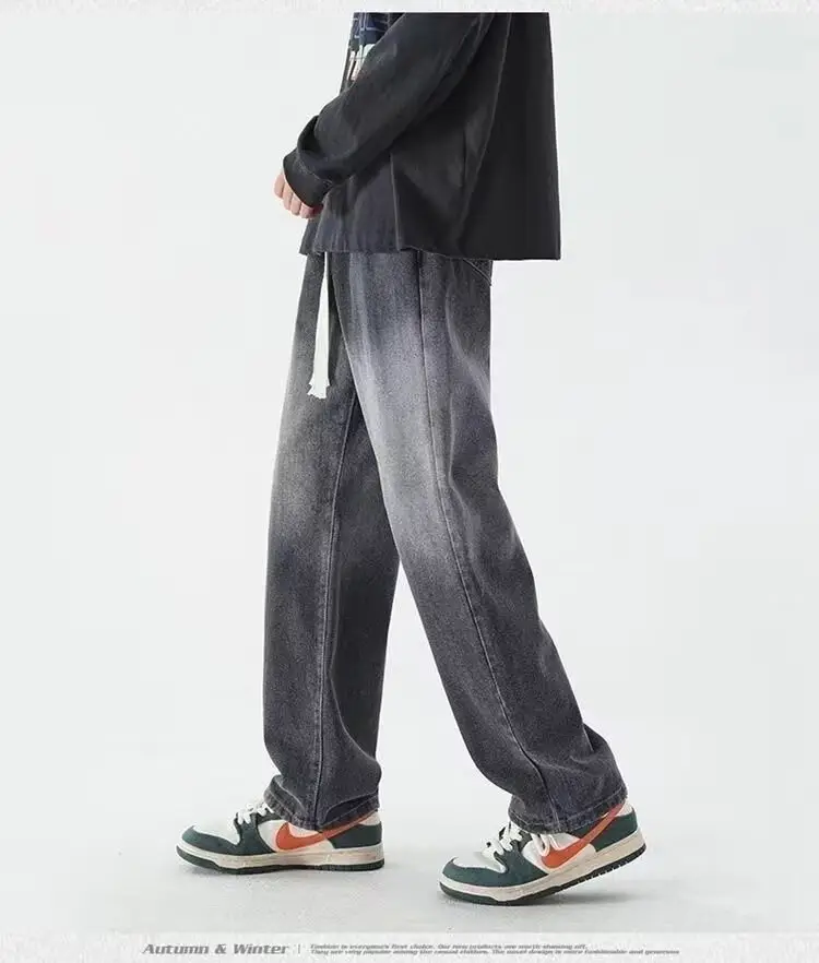 Men's Washed Jeans American Style Straight Summer Casual Long Pants - Image 4