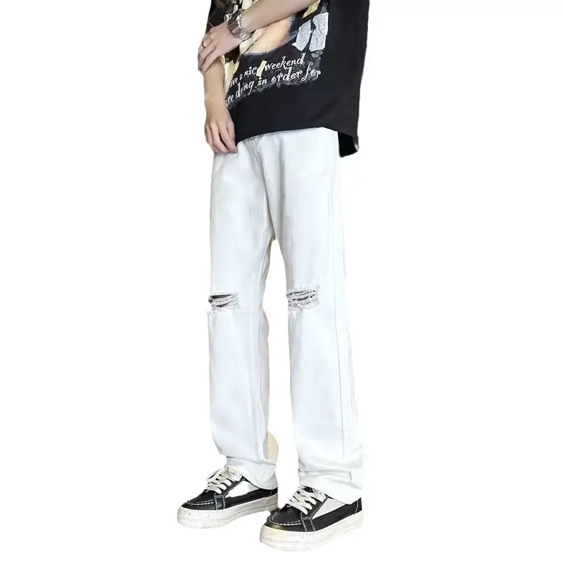 Men Ripped Straight White Jeans 2024 Xiagao Style - Image 6