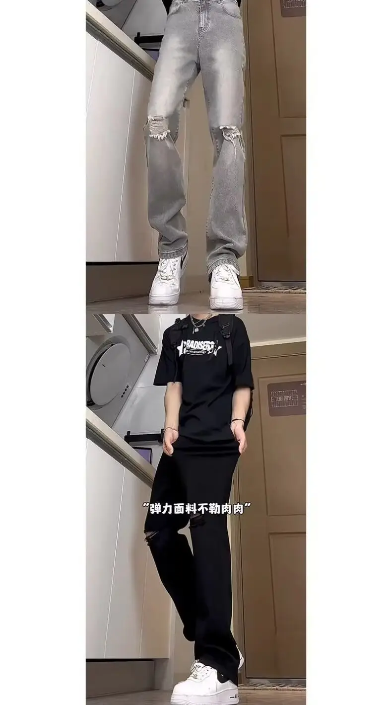 Men Ripped Straight White Jeans 2024 Xiagao Style — feature 8