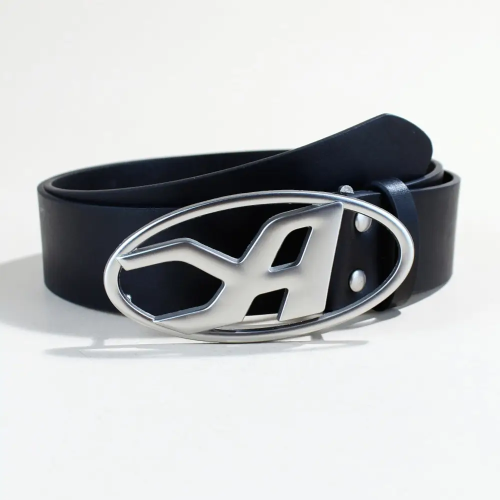 Women's Black PU Leather Belt with Logo Buckle - Image 5