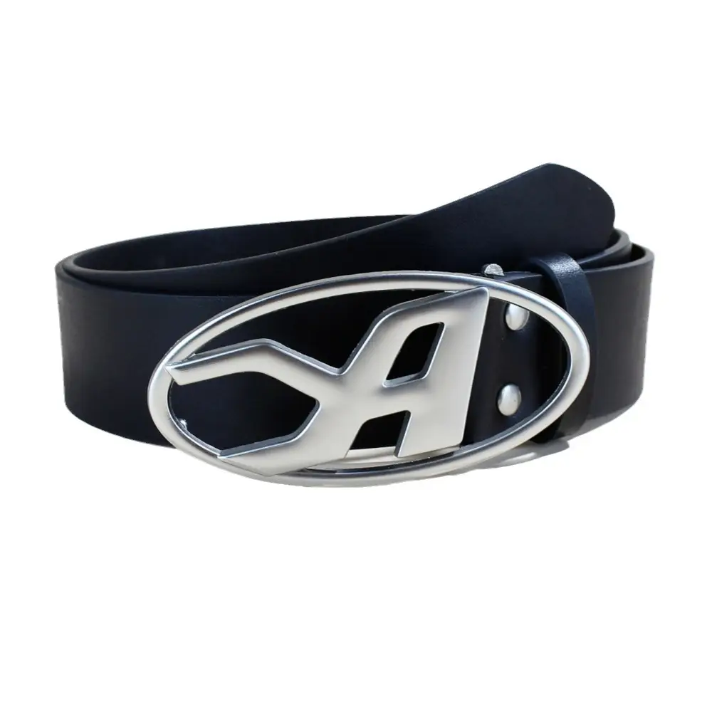 Women's Black PU Leather Belt with Logo Buckle - Image 8