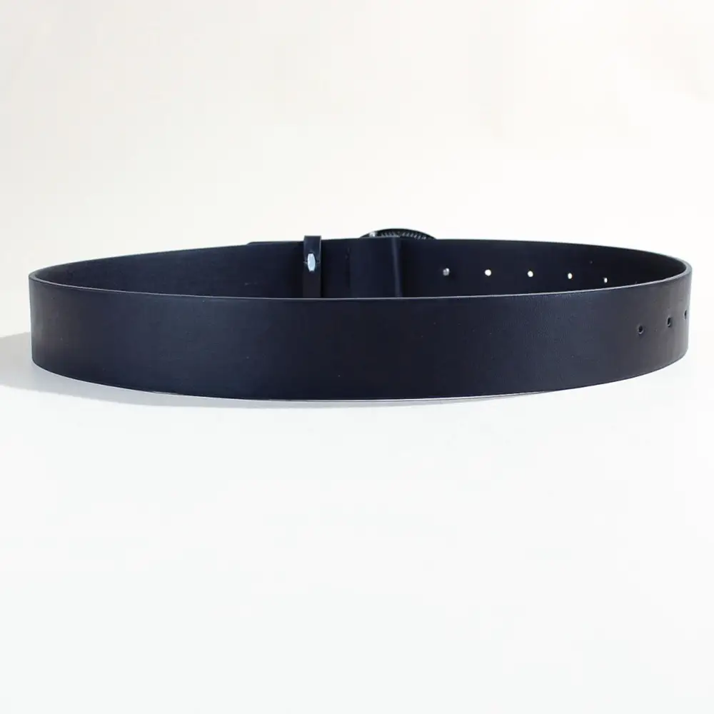 Women's Black PU Leather Belt with Logo Buckle — feature 16