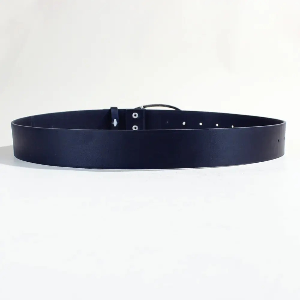 Women's Black PU Leather Belt with Logo Buckle — feature 6