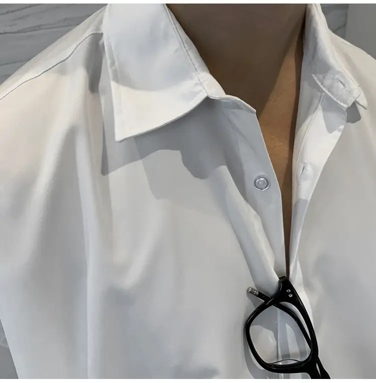 Hong Kong-style Grey Long-sleeved Men's Shirt — feature 17