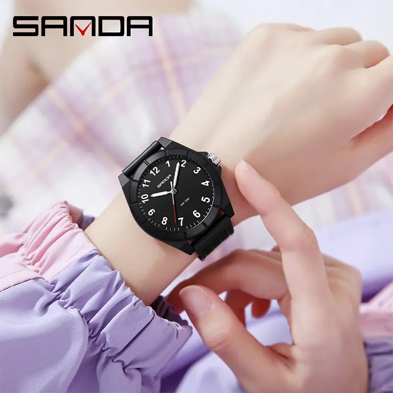 Sanda K-Style Digital Luminous Watch White Black - Image 9