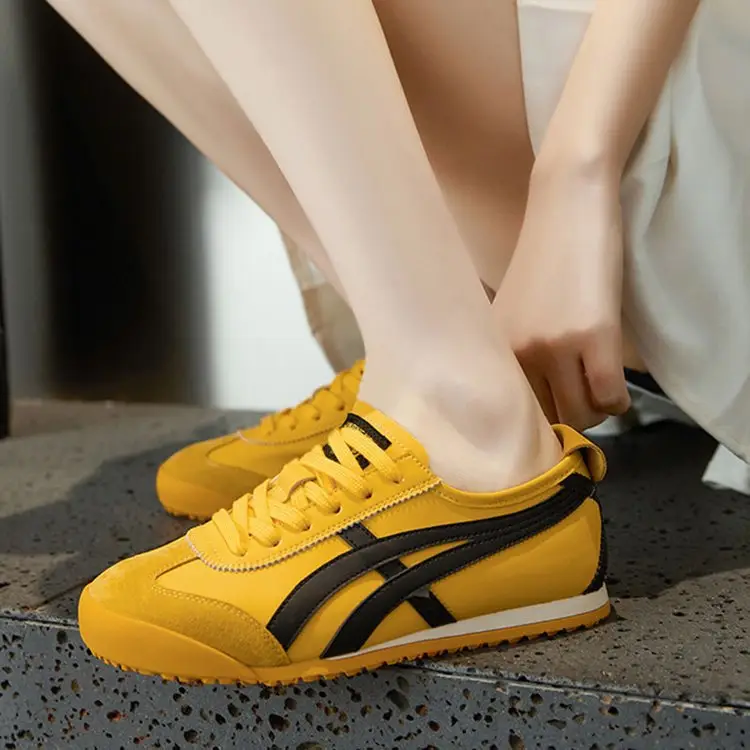 Women's Yellow German Training Shoes Flat Retro Summer Sneakers — feature 1
