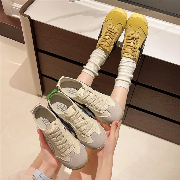 Women's Yellow German Training Shoes Flat Retro Summer Sneakers — feature 10