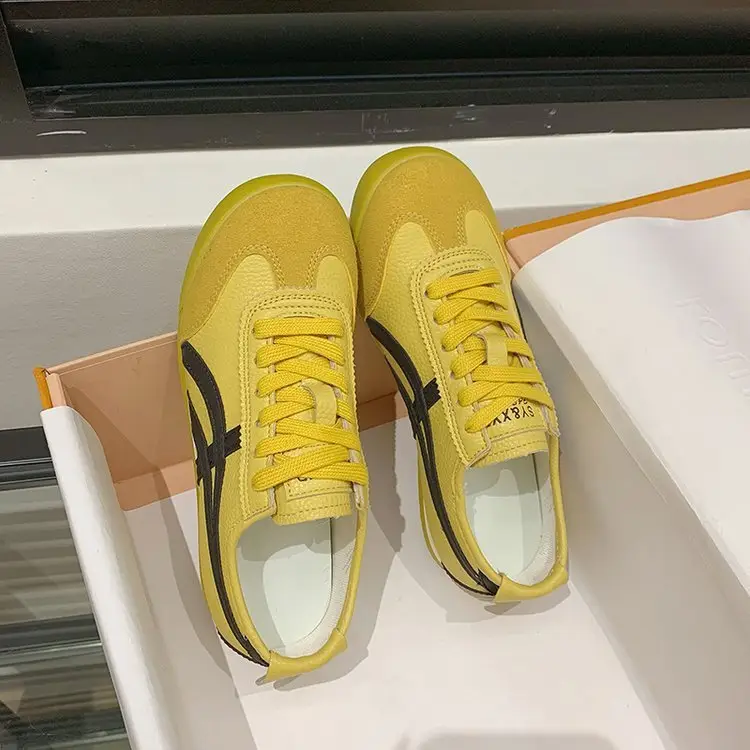 Women's Yellow German Training Shoes Flat Retro Summer Sneakers — feature 5