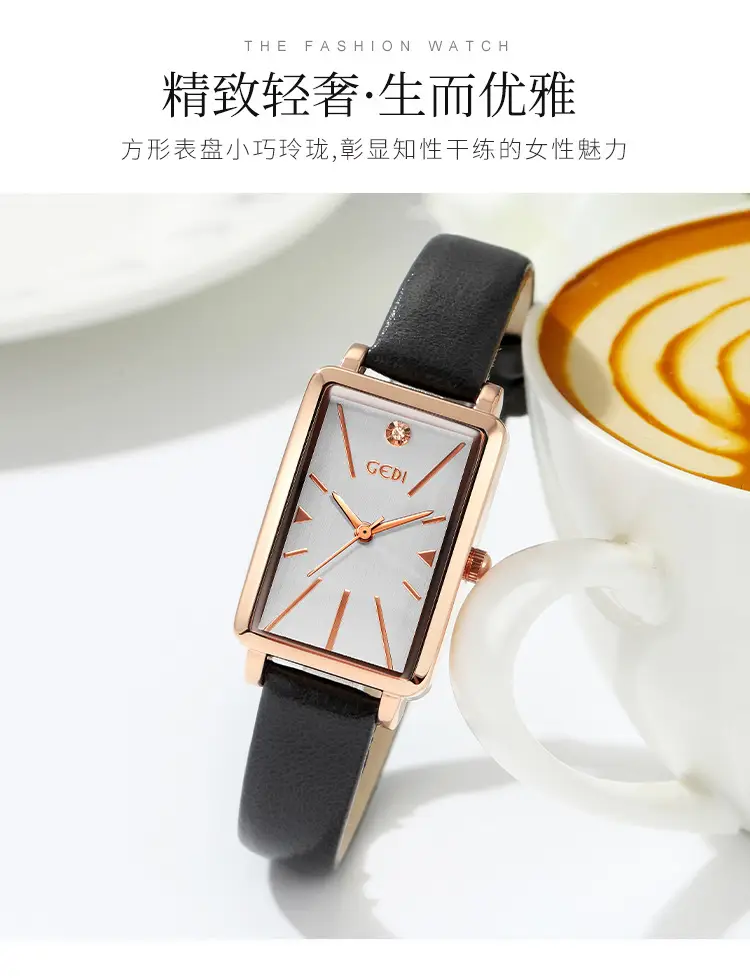 Goldie Women's Square Watch Brown Leather Belt — feature 3