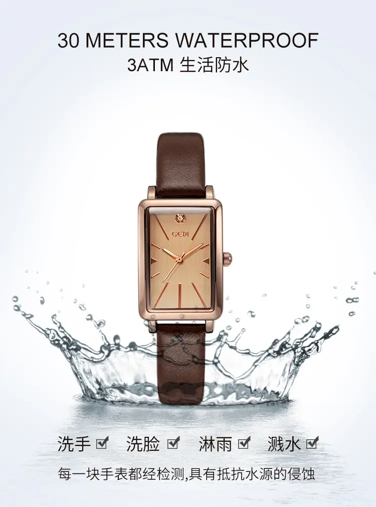 Goldie Women's Square Watch Brown Leather Belt — feature 9