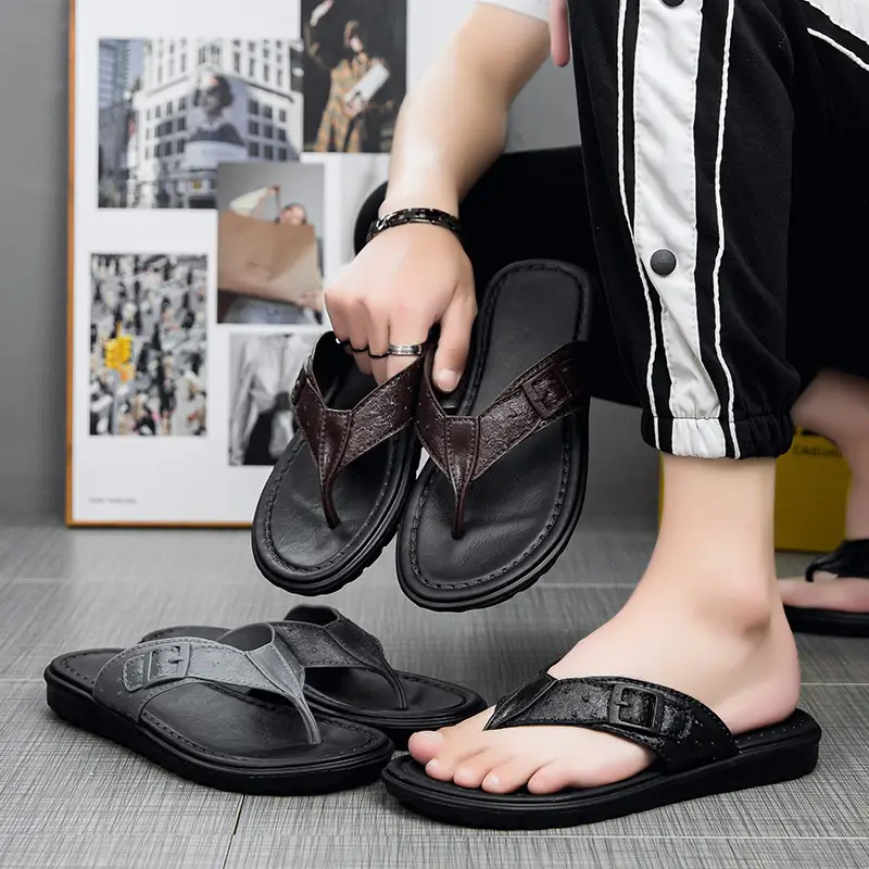 2024 New Arrival Flip-Flops Men's Comfortable Waterproof Summer Men's Sandals Outdoor Beach Leather Sandals and Slippers Men's Fashionable Outer - Image 5