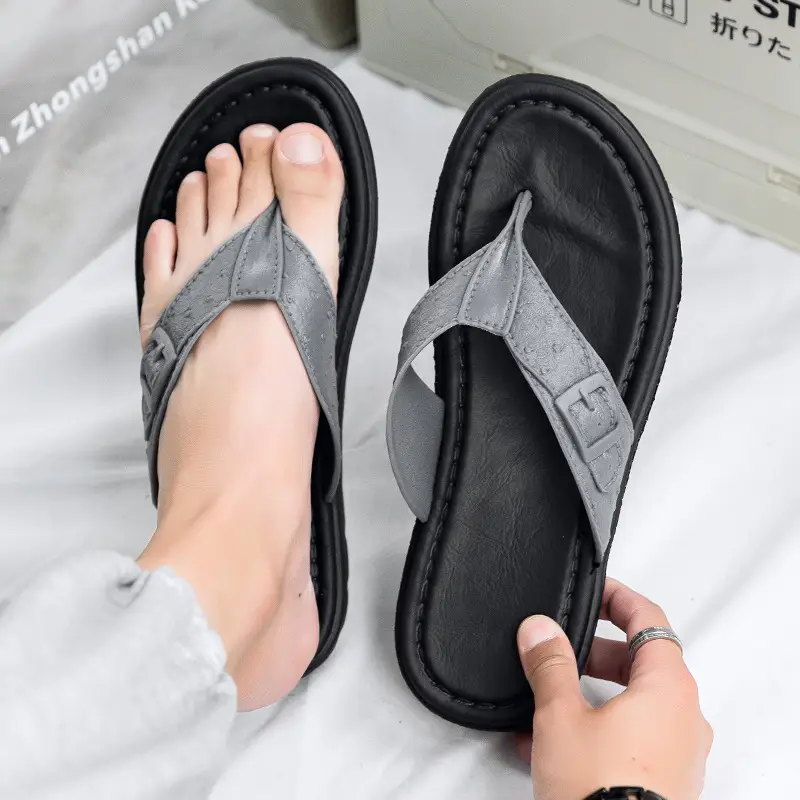 2024 New Arrival Flip-Flops Men's Comfortable Waterproof Summer Men's Sandals Outdoor Beach Leather Sandals and Slippers Men's Fashionable Outer - Image 6