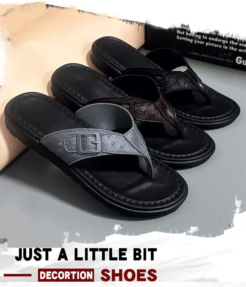 2024 New Arrival Flip-Flops Men's Comfortable Waterproof Summer Men's Sandals Outdoor Beach Leather Sandals and Slippers Men's Fashionable Outer — feature 2