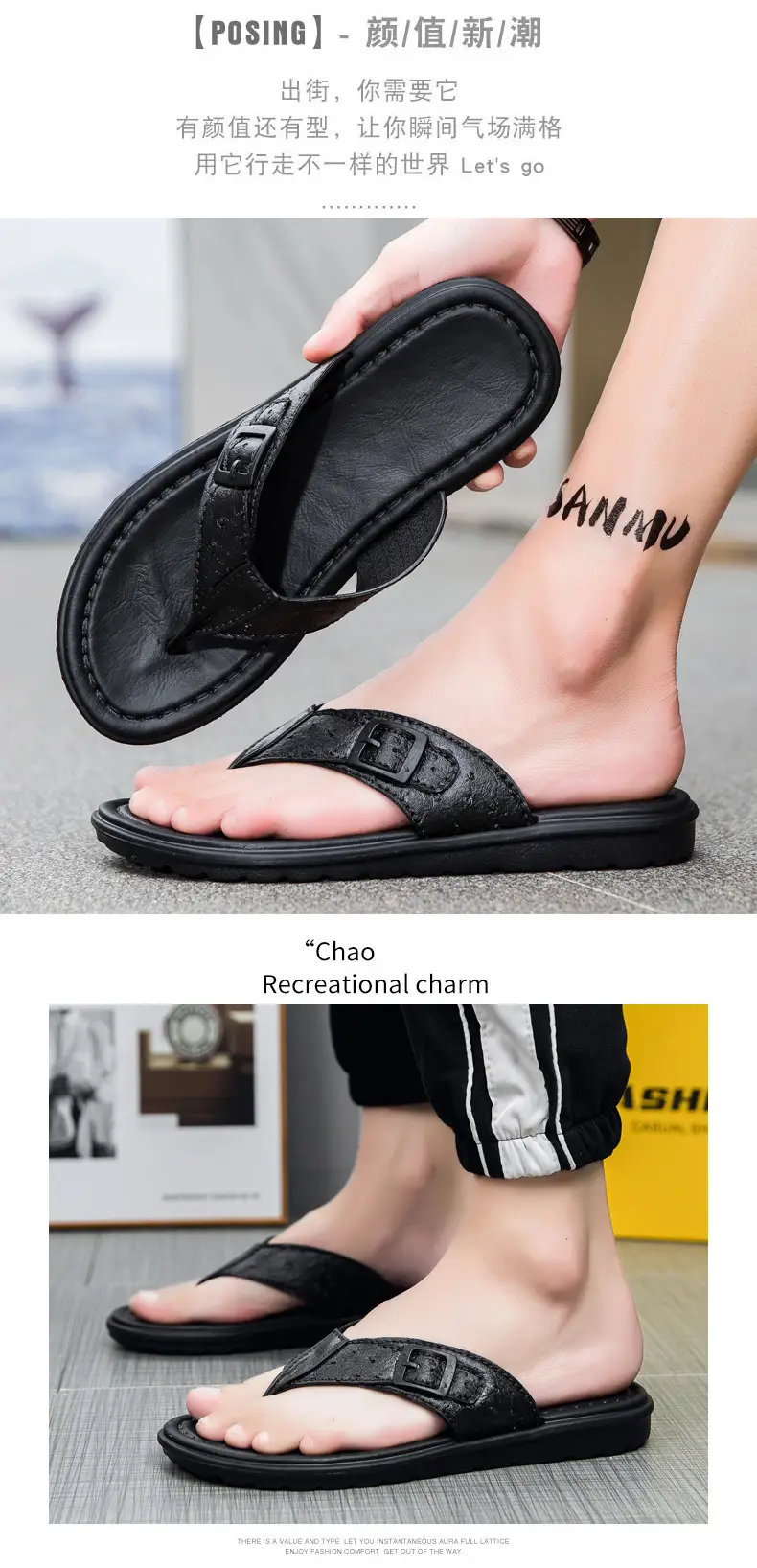 2024 New Arrival Flip-Flops Men's Comfortable Waterproof Summer Men's Sandals Outdoor Beach Leather Sandals and Slippers Men's Fashionable Outer — feature 6