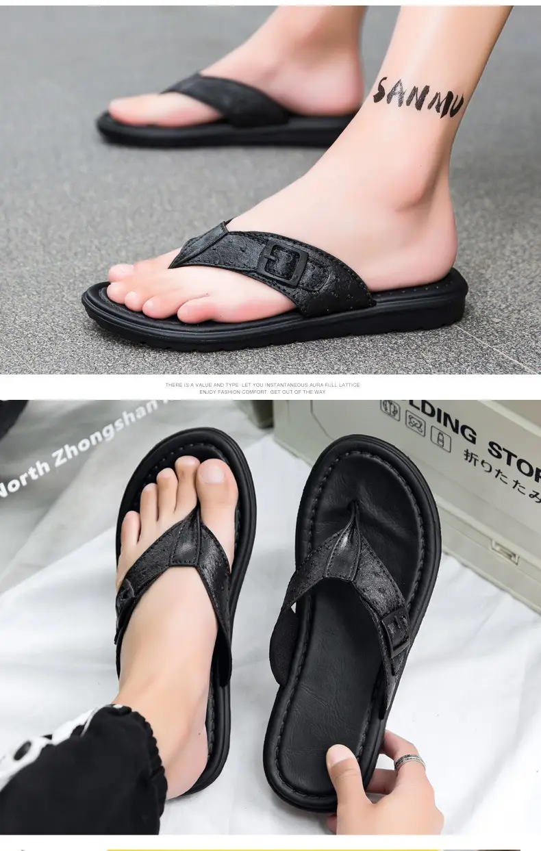 2024 New Arrival Flip-Flops Men's Comfortable Waterproof Summer Men's Sandals Outdoor Beach Leather Sandals and Slippers Men's Fashionable Outer — feature 7