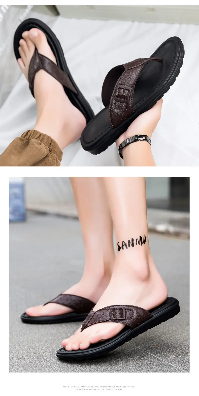 2024 New Arrival Flip-Flops Men's Comfortable Waterproof Summer Men's Sandals Outdoor Beach Leather Sandals and Slippers Men's Fashionable Outer — feature 8