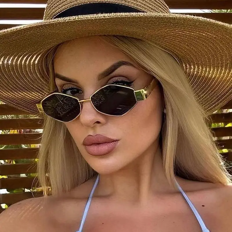 Golden Gray Rhombic Sunglasses for Women - Image 9