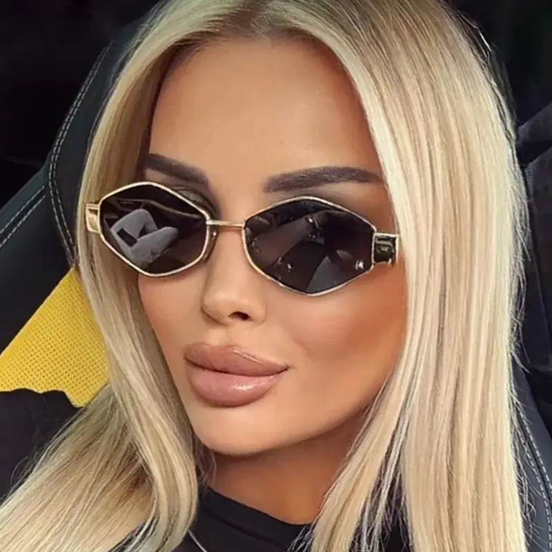Golden Gray Rhombic Sunglasses for Women - Image 10