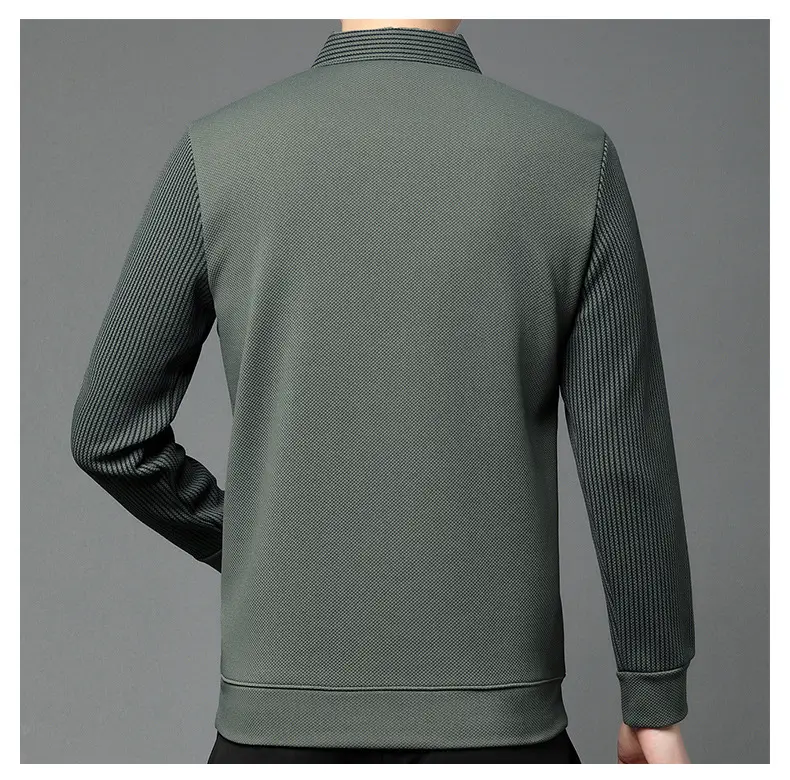 Men's Long Sleeve Striped Polo Shirt Navy Blue — feature 17