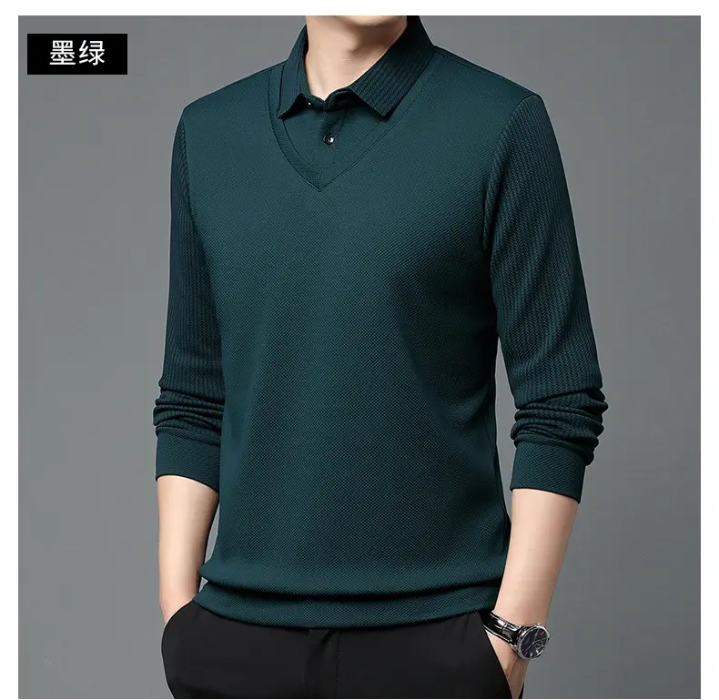 Men's Long Sleeve Striped Polo Shirt Navy Blue — feature 20