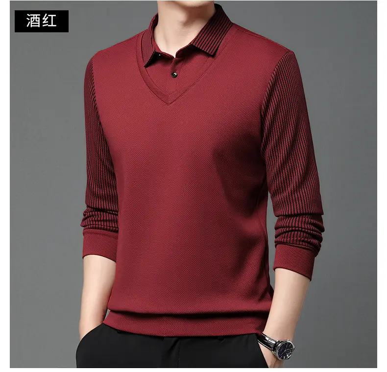 Men's Long Sleeve Striped Polo Shirt Navy Blue — feature 25