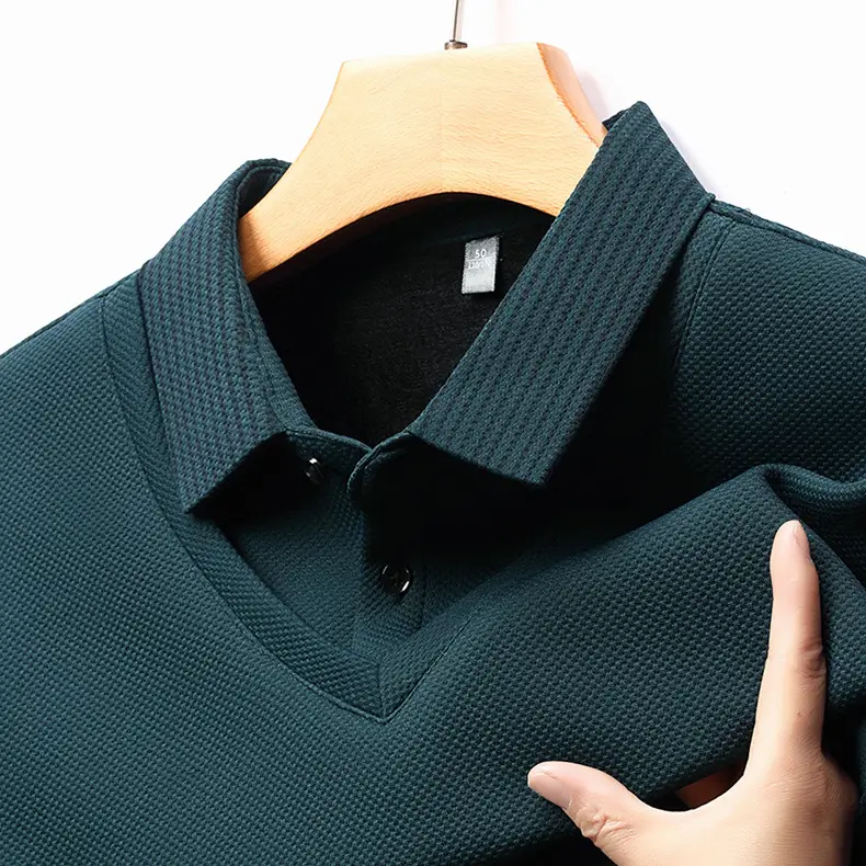 Men's Long Sleeve Striped Polo Shirt Navy Blue — feature 27