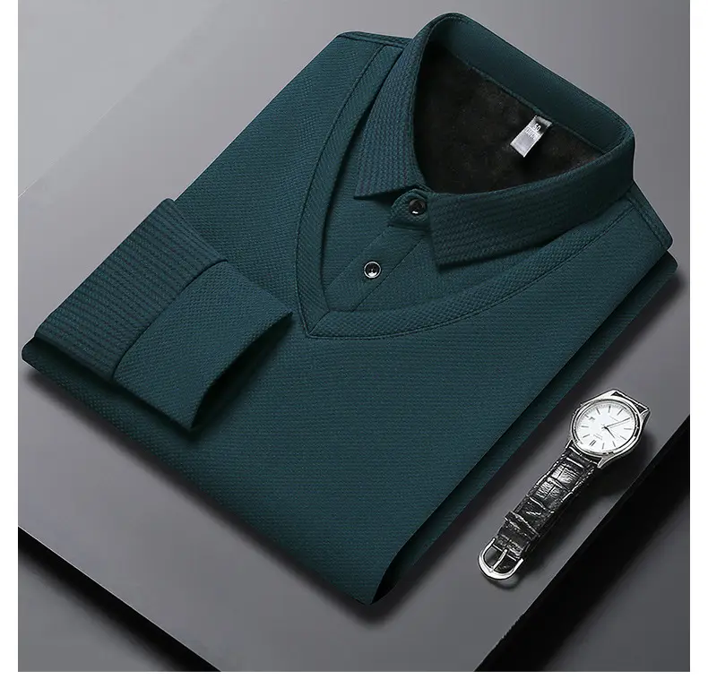 Men's Long Sleeve Striped Polo Shirt Navy Blue — feature 28