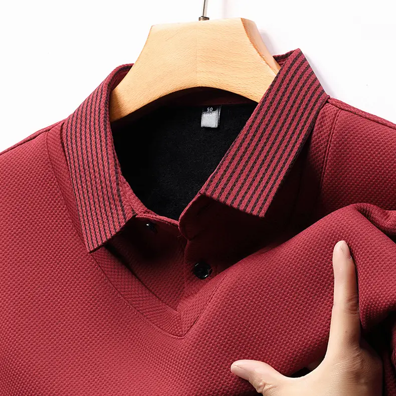 Men's Long Sleeve Striped Polo Shirt Navy Blue — feature 32