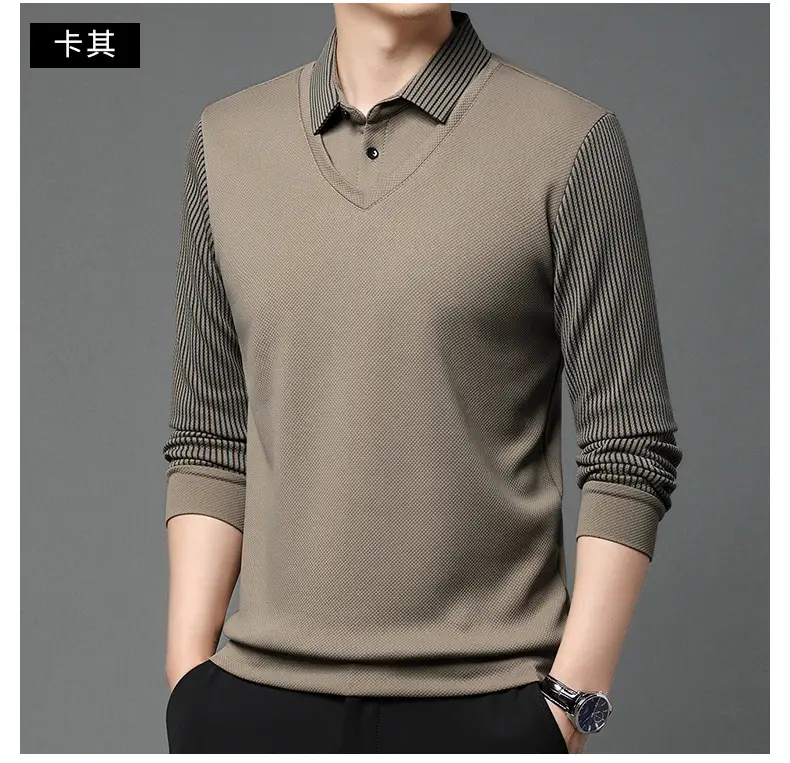 Men's Long Sleeve Striped Polo Shirt Navy Blue — feature 39