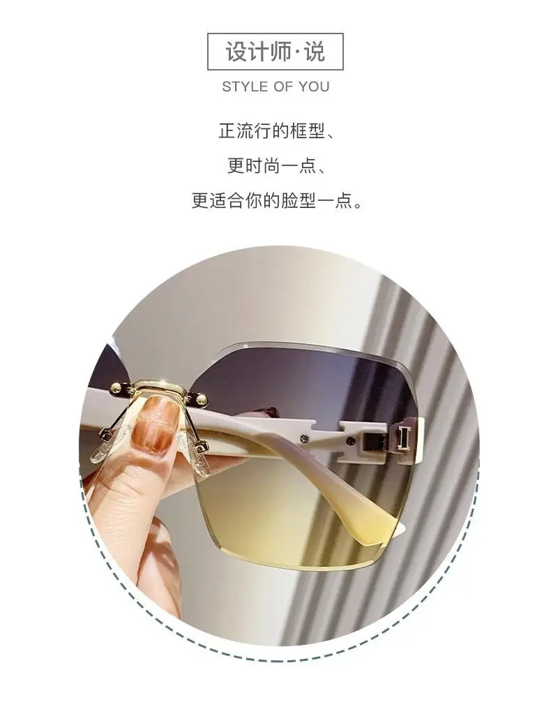 Women's High-End Rimless Sunglasses Anti-UV Driving Sunshade β feature 4