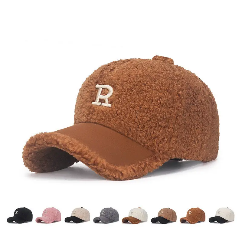 Winter Teddy Velvet Baseball Cap with Embroidered R - Image 8