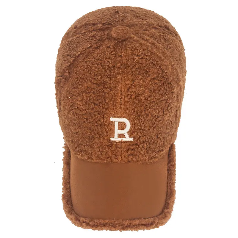 Winter Teddy Velvet Baseball Cap with Embroidered R - Image 12